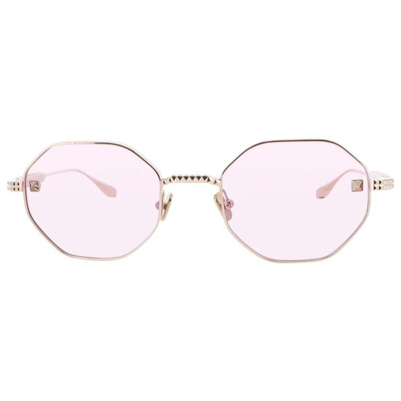 NWT VALENTINO SUNGLASSES GEOMETRIC WOMEN GOLD/PINK EYEWEAR - Picture 3 of 4